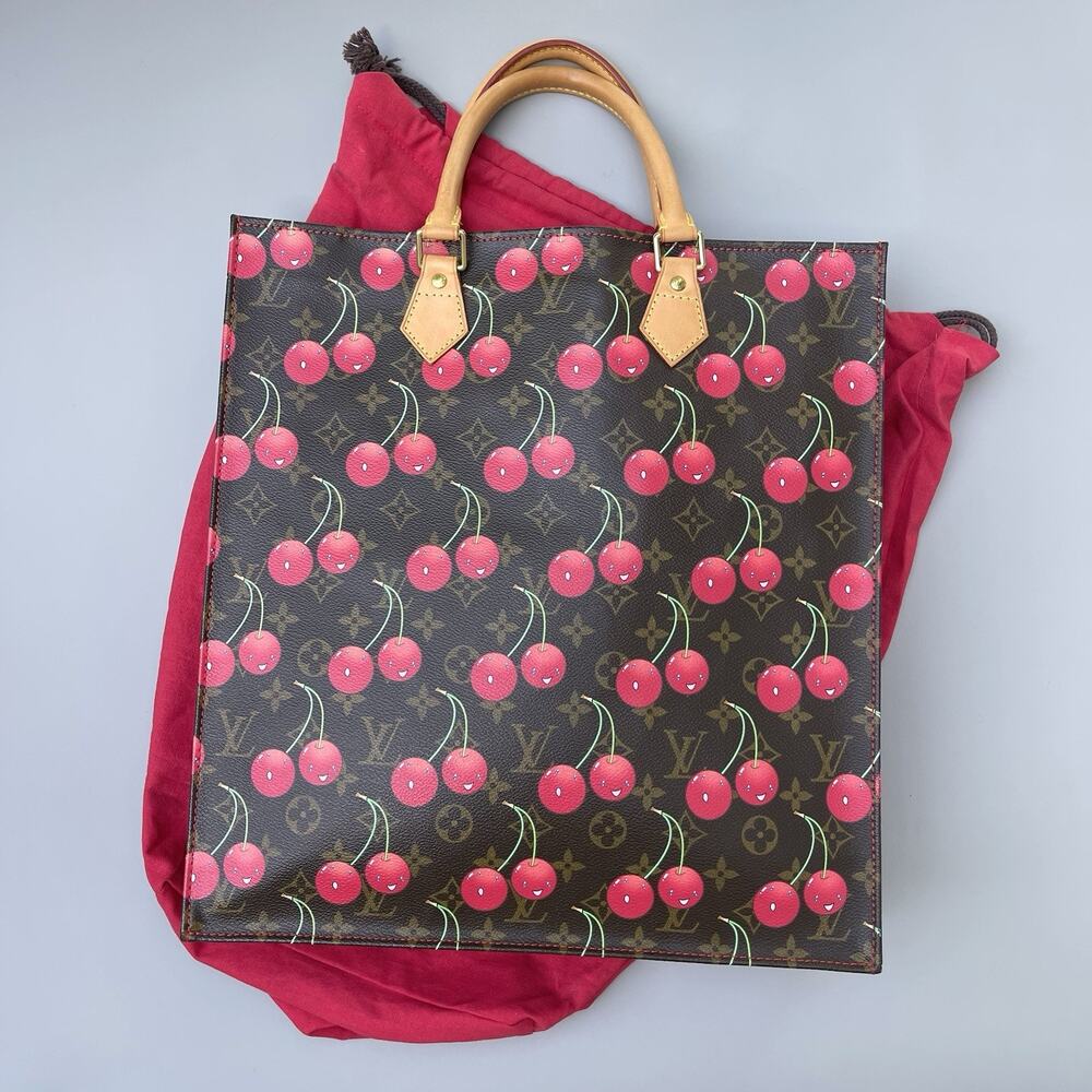 Louis Vuitton Cerise Cherry Sac Plat Brown Monogram Canvas Tote Takashi Murakami - Picture 16 of 16